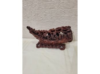 Antique Asian Carved Wooden Horn