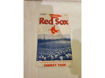 1966 Red Sox Program Cover Signed By Tony Conigliaro