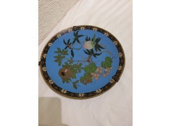 Antique Coloisonne Plate With Hangar And Label