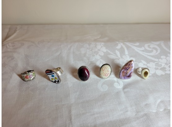 Sterling Ring Lot Sized 7 To 8