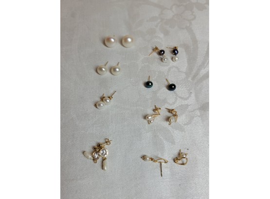 14k Gold With Pearls Earring Lot