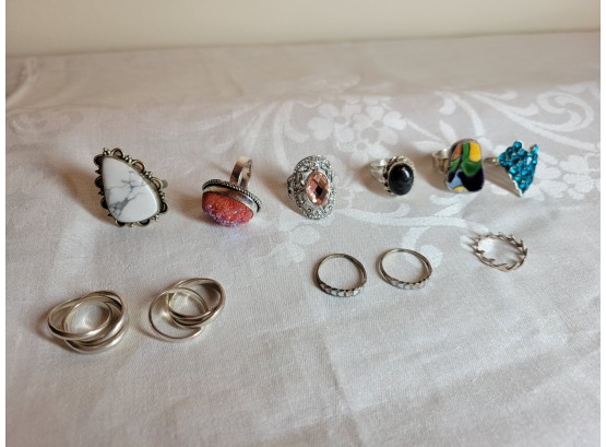 Sterling Ring Lot Sized 8  To 9