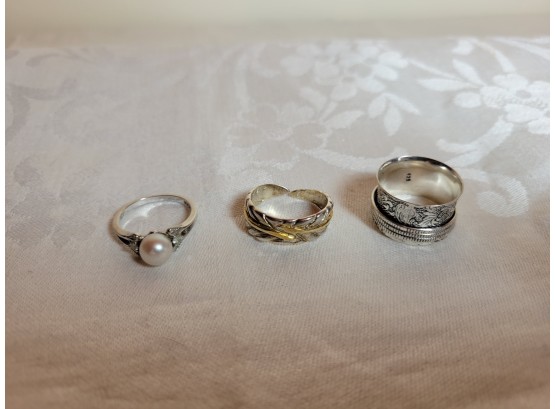 Sterling Ring Lot Sized 9 To 10