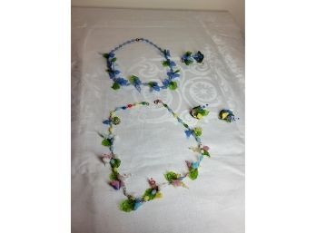 Blown Glass 40s Necklace And Earrings Lot