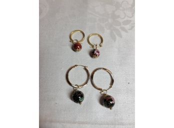 14k Gold And Coloisonne Earrings