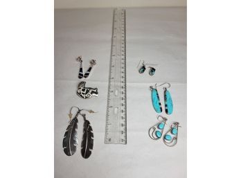 Native American Sterling And Stone Lot