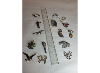 Sterling Pin Lot Signed