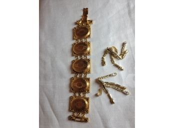 Hattie Carnegie Bracelet And Earring Set Vintage Costume