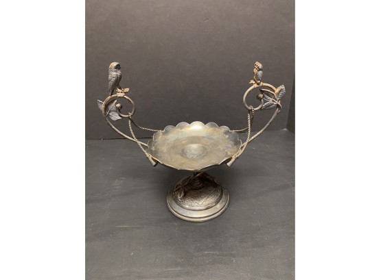Antique Silverplate Owl Candy Dish
