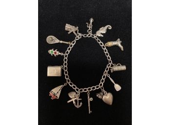 Sterling Charm Bracelet & Charms - Golf Clubs