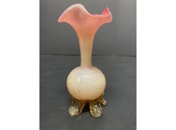 White/pink Tulip Blown Glass Vase