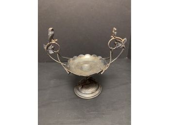 Antique Silverplate Owl Candy Dish