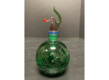 Green Crackle Glass Perfume Bottle