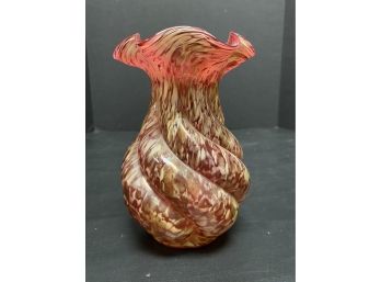 Red & Gold Swirl Vase