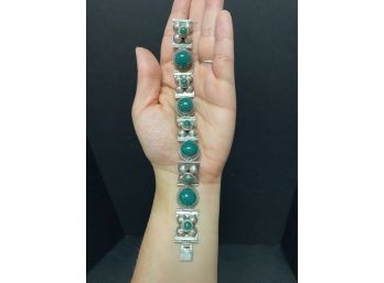Sterling Green Onyx Bracelet