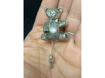 Sterling Teddy Bear Stick Pin