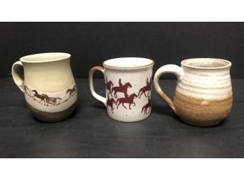 3 Art Pottery Coffee Mugs
