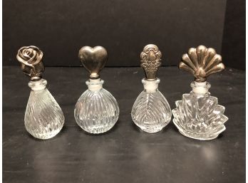 Perfume Bottles Silverplated Tops
