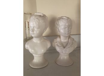 Boy & Girl Pottery Busts