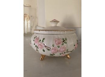 Pink Flowers Covered Dish