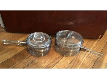 Glass Pyrex Covered Pots