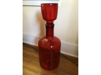 Large Handblown Red Glass Bottle