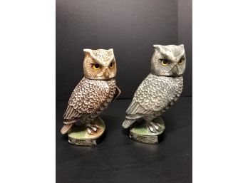 Pair Jim Beam Owl Decanters