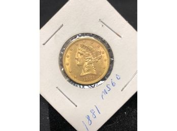 1881 $5 Dollar Gold Coin