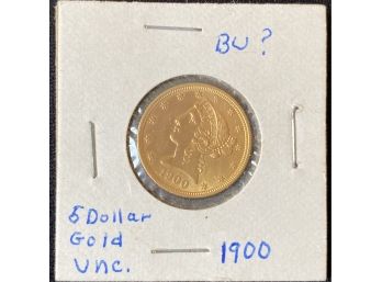 1900 Gold Coin $5