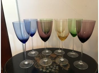 8 Lenox Colored Wine Glasses