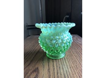 Fenton Green Hobnail Vase
