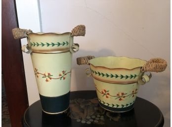 Two Painted Metal Buckets
