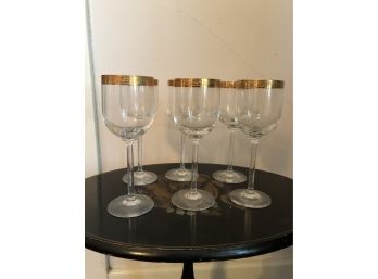 6 Lenox Wine Glasses - Gold Rim