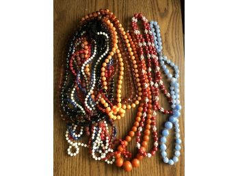 Lot Of Beaded Necklaces - Orange/blue