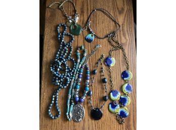 Lot Costume Jewelry Necklaces - Blue/green