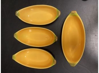 Banana Split Dishes With Banana Spoons