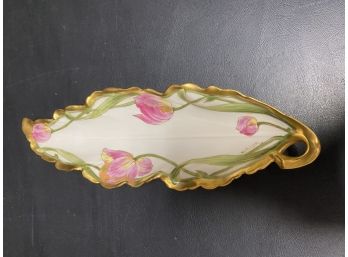 W. Wilson Hand Painted Leaf Shaped Dish