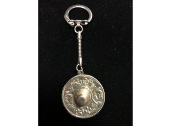'Alicia' Signed Mexico Sterling Lucky Sombrero Keychain