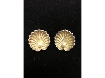 Napier Sterling Pearl & Shell Earrings - .75''  7g