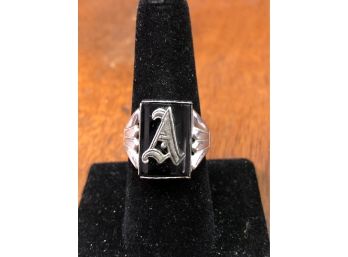 Sterling 'A' Initial Ring Sz 9  5.3g