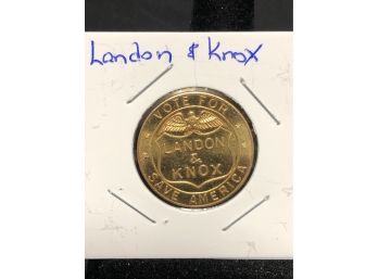 1936 Landon & Knox Campaign Token