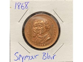 Seymour & Blair Campaign Token - 1868
