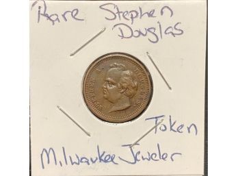 Stephen Douglas Milwaukee Jeweler Token - RARE - 1860