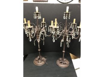 Candelabra Lamps With Crystals 34'