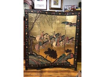 Black Lacquered Asian Screen