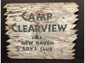 Vintage Wood Sign - Camp Clearview New Haven Boys Club