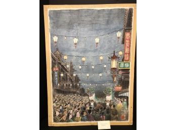 Original Watercolor Chinatown - Signed