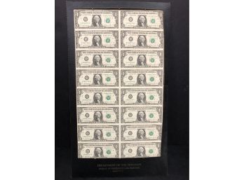 Uncut Sheet Of $1.00 Bills