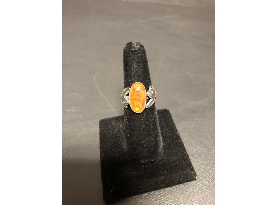 Sterling Amber Ring