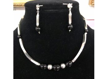 Sterling & Onyx Necklace & Earrings